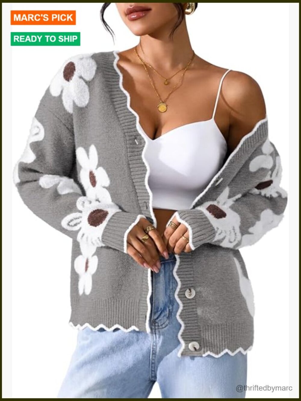 Fuzzy Cardigan Sweater - Long Sleeve V-Neck Button Down